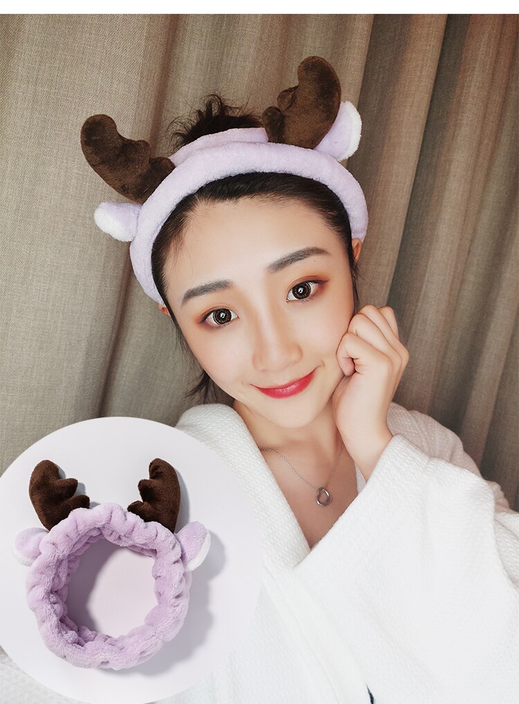 Wash Face Hair Holder Hairbands Soft Warm Coral Fleece Bow Animal Ears Headband For Girls Turban Fashion Hair Accessories