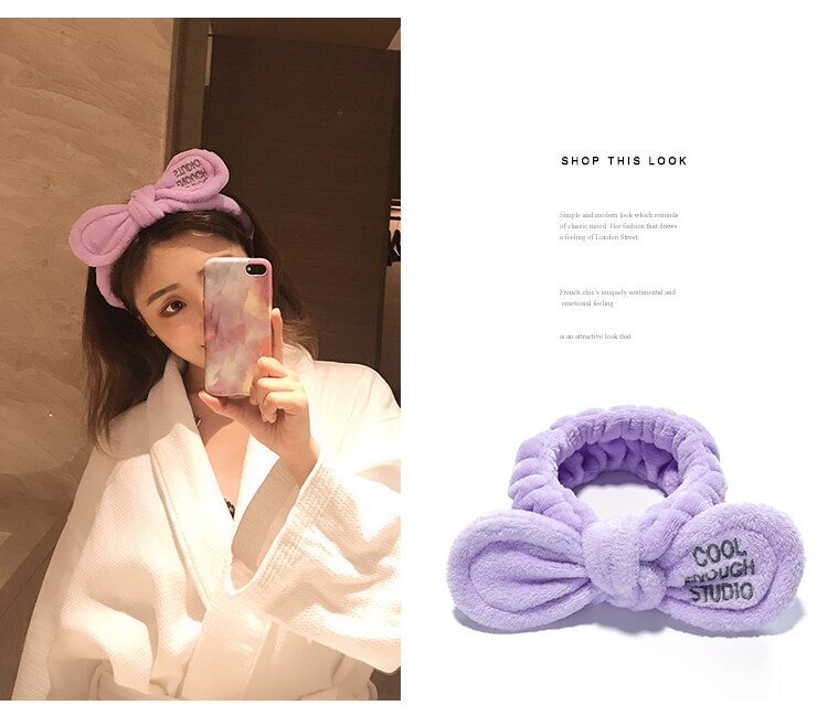Wash Face Hair Holder Hairbands Soft Warm Coral Fleece Bow Animal Ears Headband For Girls Turban Fashion Hair Accessories