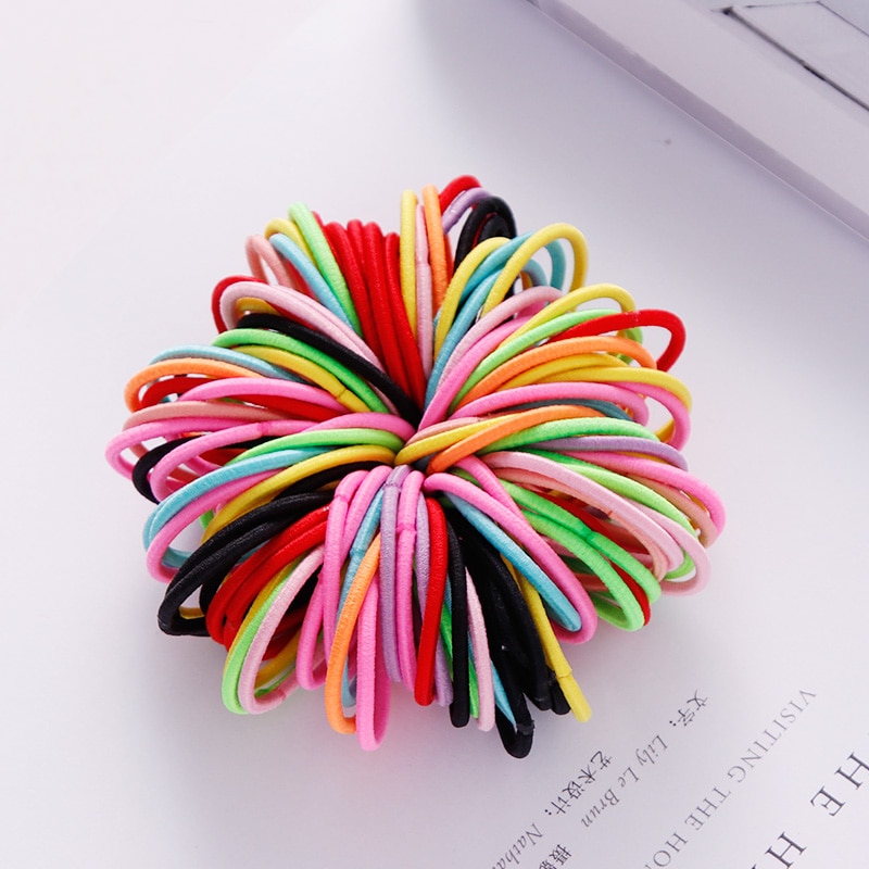 100PCS/Set Girls Colorful Nylon Basic Elastic Hair Bands Kids Pigtails Hair Tie Rubber Bands Headband Fashion Hair Accessories 100PCS/Set Girls Colorful Nylon Basic Elastic Hair Bands Kids Pigtails Hair Tie Rubber Bands Headband Fashion Hair Accessories