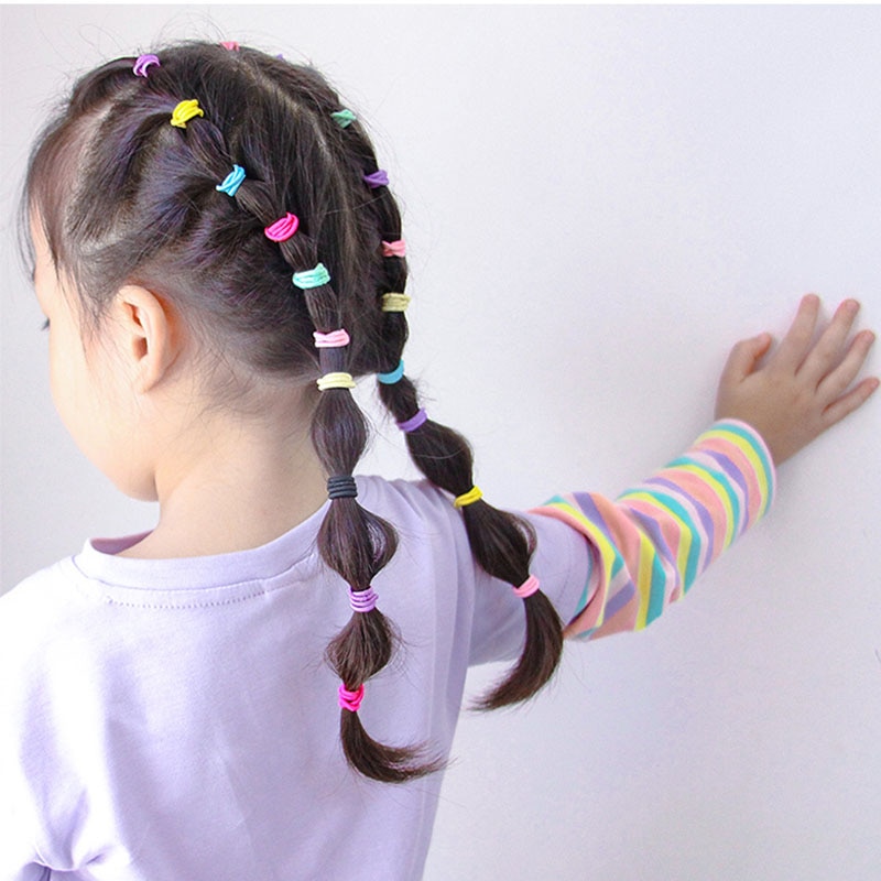 100PCS/Set Girls Colorful Nylon Basic Elastic Hair Bands Kids Pigtails Hair Tie Rubber Bands Headband Fashion Hair Accessories 100PCS/Set Girls Colorful Nylon Basic Elastic Hair Bands Kids Pigtails Hair Tie Rubber Bands Headband Fashion Hair Accessories