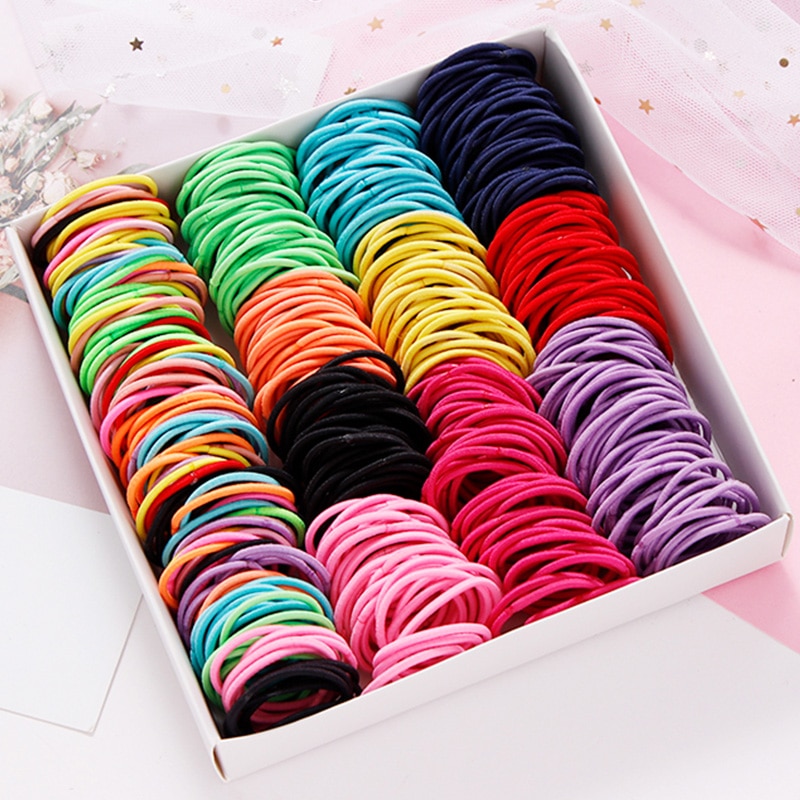 100PCS/Set Girls Colorful Nylon Basic Elastic Hair Bands Kids Pigtails Hair Tie Rubber Bands Headband Fashion Hair Accessories 100PCS/Set Girls Colorful Nylon Basic Elastic Hair Bands Kids Pigtails Hair Tie Rubber Bands Headband Fashion Hair Accessories