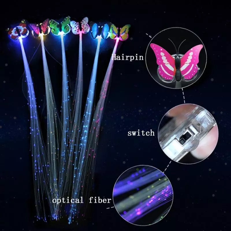 LED Luminous Tresses Hairpins Novelty Hair Accessories for Girls Children's Show Leading Toys Butterfly Party Gifts