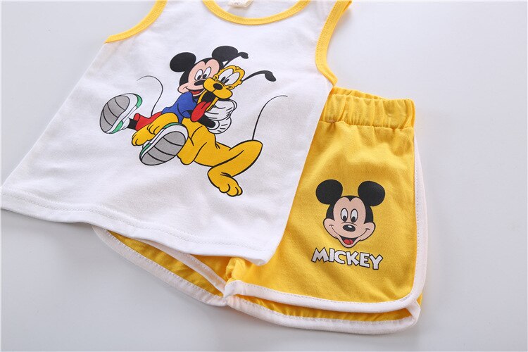 Summer Disney Kids Clothing Baby Boys suit girls Clothes Vest shorts sports soft cotton Baby Girl Casual baby Clothing Sets