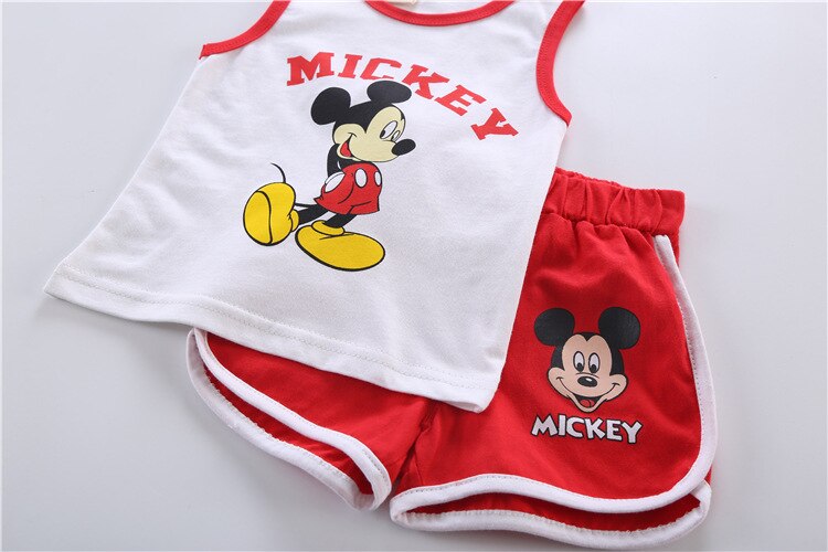 Summer Disney Kids Clothing Baby Boys suit girls Clothes Vest shorts sports soft cotton Baby Girl Casual baby Clothing Sets
