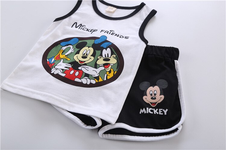 Summer Disney Kids Clothing Baby Boys suit girls Clothes Vest shorts sports soft cotton Baby Girl Casual baby Clothing Sets