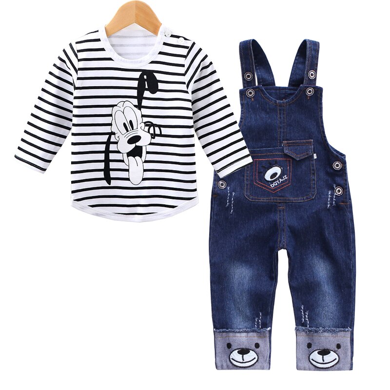 Mickey Mouse Baby Boys Girls Clothes Sets Kids Baby Boy Long-Sleeved T-shirt+Jeans Pants 2Pcs Cartoon Sport Suits 0-3Y