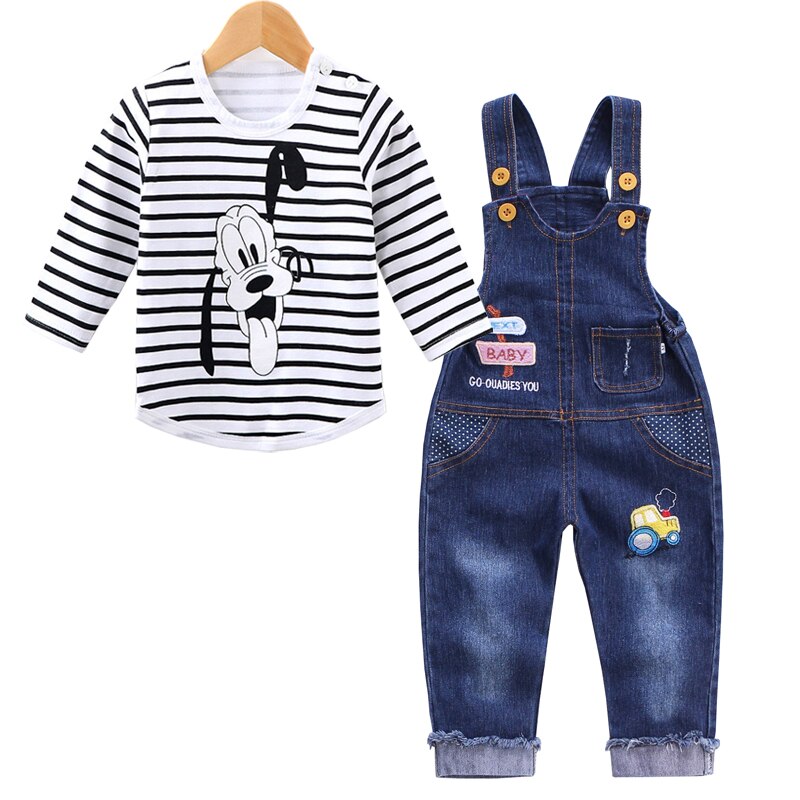 Mickey Mouse Baby Boys Girls Clothes Sets Kids Baby Boy Long-Sleeved T-shirt+Jeans Pants 2Pcs Cartoon Sport Suits 0-3Y