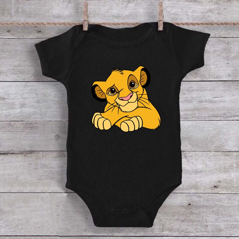 Cartoon Simba Lion King Baby Girl Boy Clothes Black Short Sleeve Cotton Bodysuit Newborn Toddler Jumpsuit Cartoon Simba Lion King Baby Girl Boy Clothes Black Short Sleeve Cotton Bodysuit Newborn Toddler Jumpsuit