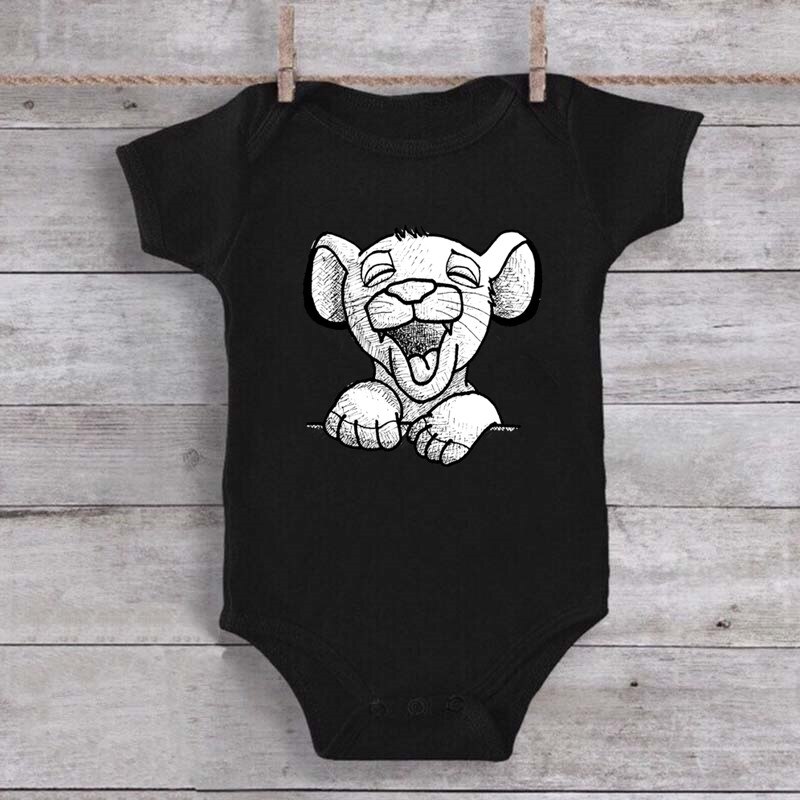 Cartoon Simba Lion King Baby Girl Boy Clothes Black Short Sleeve Cotton Bodysuit Newborn Toddler Jumpsuit Cartoon Simba Lion King Baby Girl Boy Clothes Black Short Sleeve Cotton Bodysuit Newborn Toddler Jumpsuit