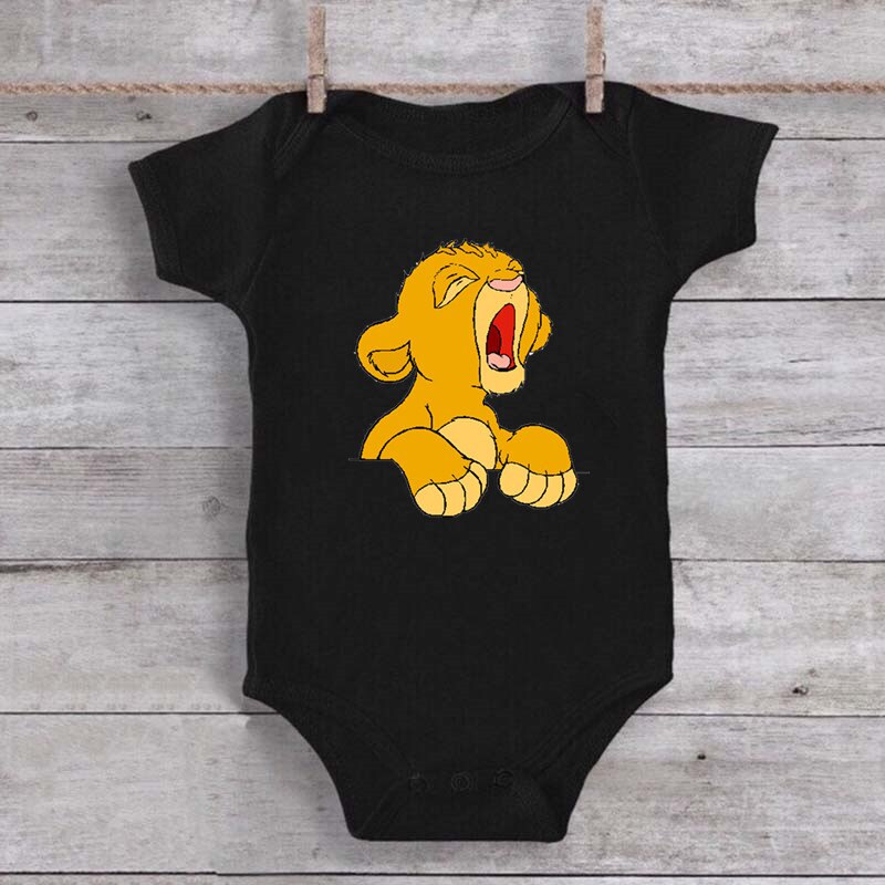 Cartoon Simba Lion King Baby Girl Boy Clothes Black Short Sleeve Cotton Bodysuit Newborn Toddler Jumpsuit Cartoon Simba Lion King Baby Girl Boy Clothes Black Short Sleeve Cotton Bodysuit Newborn Toddler Jumpsuit