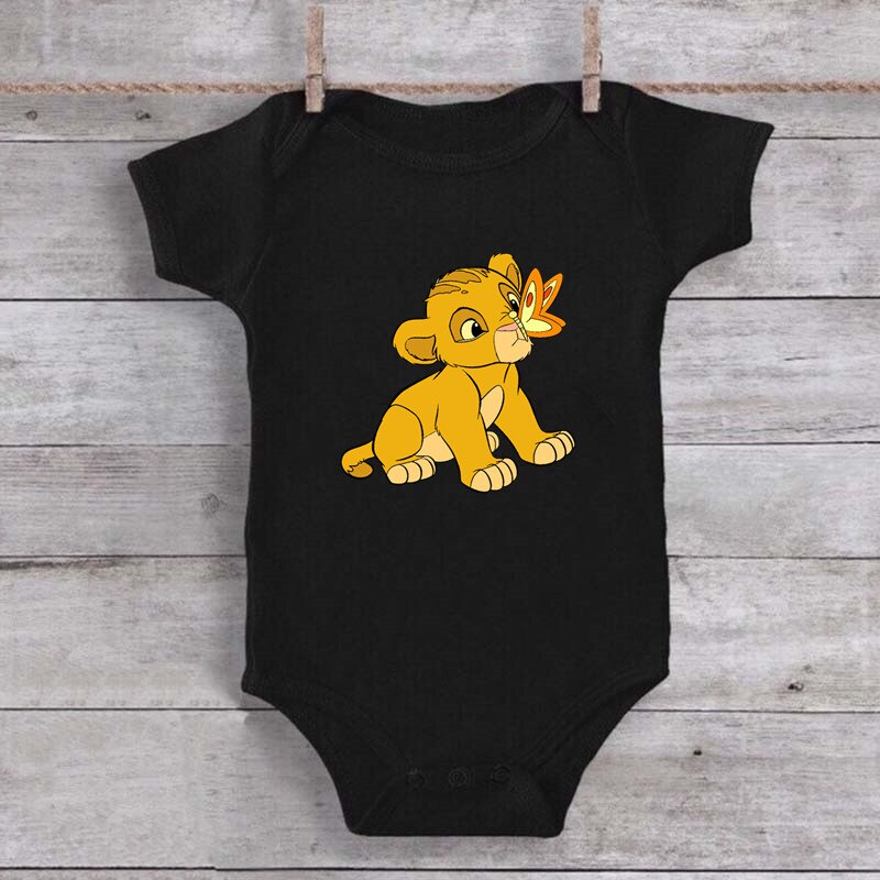 Cartoon Simba Lion King Baby Girl Boy Clothes Black Short Sleeve Cotton Bodysuit Newborn Toddler Jumpsuit Cartoon Simba Lion King Baby Girl Boy Clothes Black Short Sleeve Cotton Bodysuit Newborn Toddler Jumpsuit
