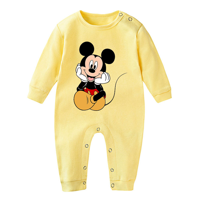 Spring Baby Romper Cartoon Mickey Mouse Print Boy Girl Long Sleeve Jumpsuit Roupas Bebes Infant Clothes Toddler Pajamas Outfit