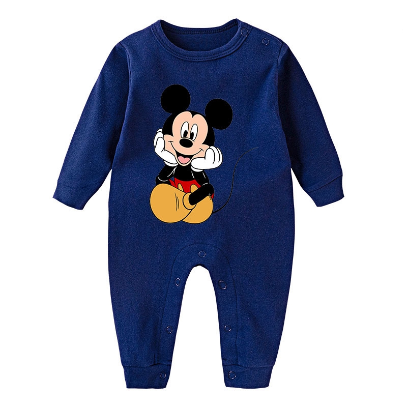 Spring Baby Romper Cartoon Mickey Mouse Print Boy Girl Long Sleeve Jumpsuit Roupas Bebes Infant Clothes Toddler Pajamas Outfit