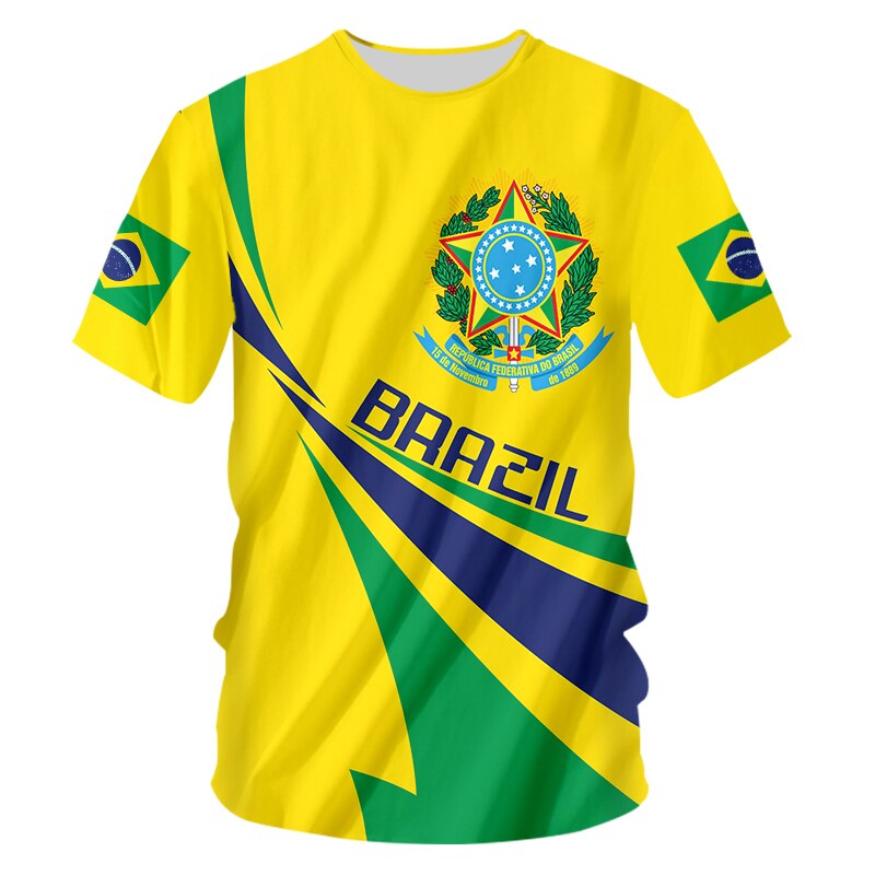 Brazil Flag Hip Hop T Shirt Men Women 3D Printed Oversized T-shirt Harajuku Style Summer Short Sleeve Tee Dropshipping Wholesale