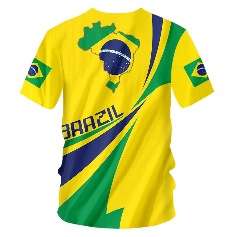 Brazil Flag Hip Hop T Shirt Men Women 3D Printed Oversized T-shirt Harajuku Style Summer Short Sleeve Tee Dropshipping Wholesale