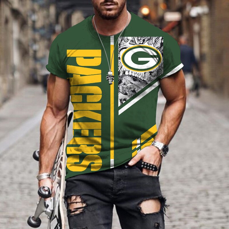 Summer New Men's T Shirt Fitness Casual Harajuku Packers NFL 3D O Neck Short Sleeve Oversized Mens Pop Summer New Men's T Shirt Fitness Casual Harajuku Packers NFL 3D O Neck Short Sleeve Oversized Mens Pop