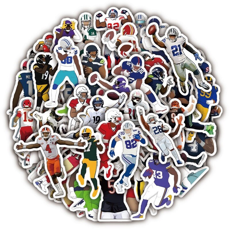 10/25/50pcs American Football Rugby Graffiti NFL Stickers Sports for Travel Luggage Refrigerator Phone Laptop Water Cup Car 10/25/50pcs American Football Rugby Graffiti NFL Stickers Sports for Travel Luggage Refrigerator Phone Laptop Water Cup Car