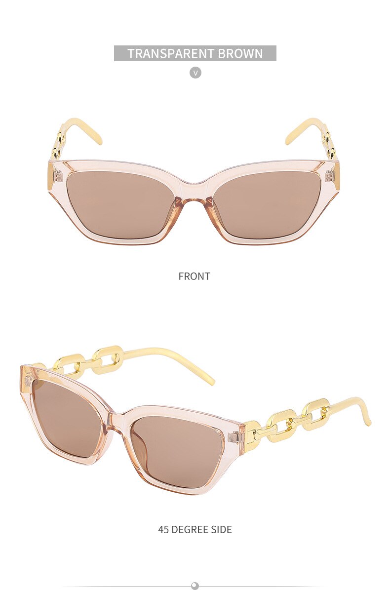 Fashion Small Cat Eye Women's Sunglasses Trend Cateye Chain Leg 2022 Luxury Brand Sun Glasses For Ladies Black Shades Sunglass