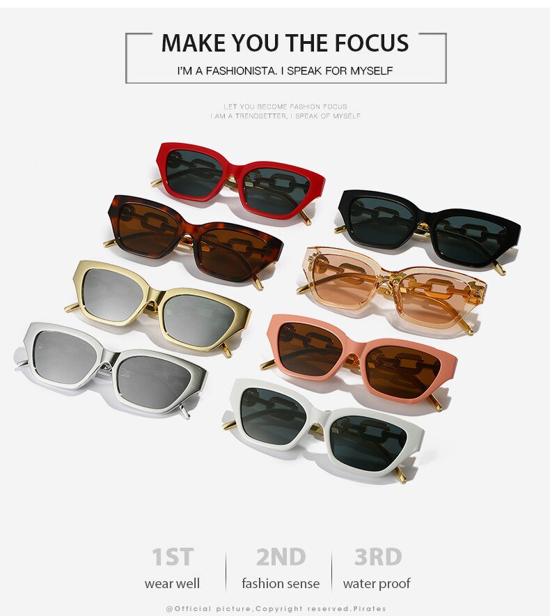 Fashion Small Cat Eye Women's Sunglasses Trend Cateye Chain Leg 2022 Luxury Brand Sun Glasses For Ladies Black Shades Sunglass