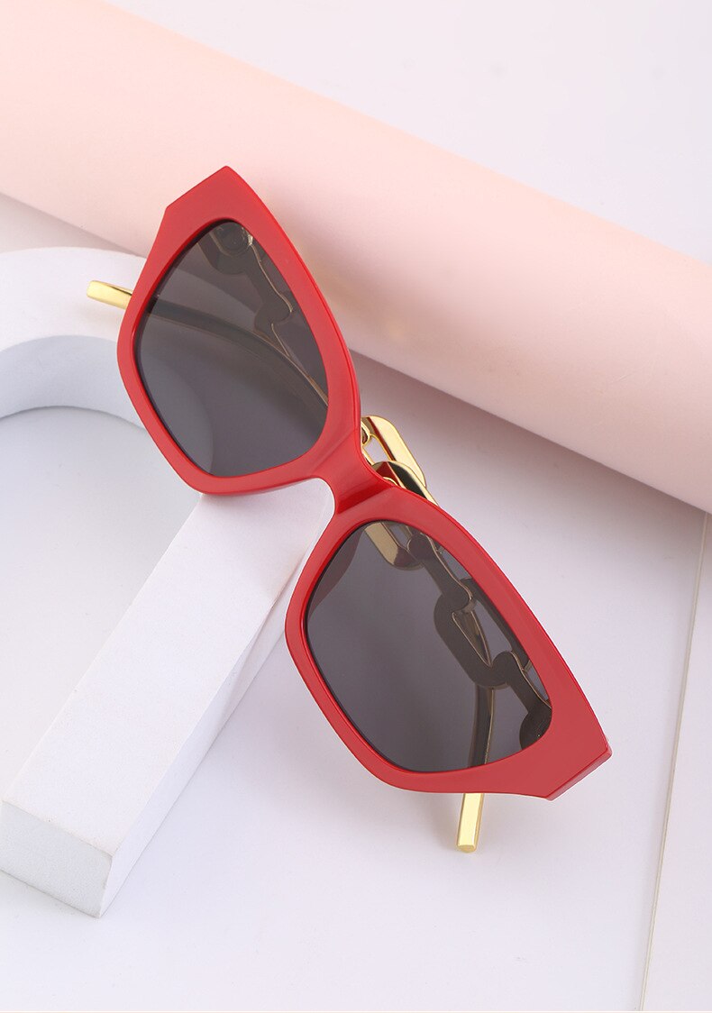 Fashion Small Cat Eye Women's Sunglasses Trend Cateye Chain Leg 2022 Luxury Brand Sun Glasses For Ladies Black Shades Sunglass