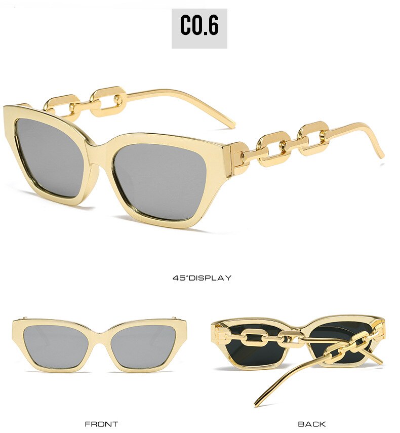 Fashion Small Cat Eye Women's Sunglasses Trend Cateye Chain Leg 2022 Luxury Brand Sun Glasses For Ladies Black Shades Sunglass