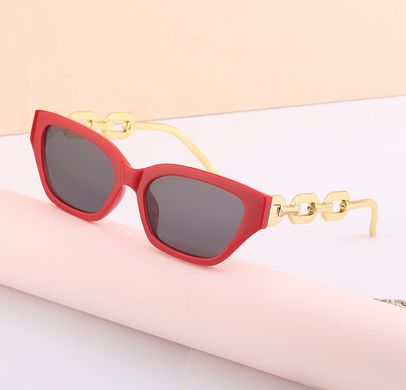Fashion Small Cat Eye Women's Sunglasses Trend Cateye Chain Leg 2022 Luxury Brand Sun Glasses For Ladies Black Shades Sunglass