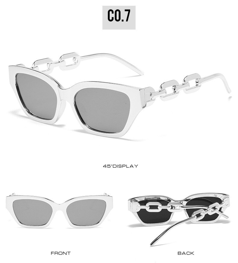 Fashion Small Cat Eye Women's Sunglasses Trend Cateye Chain Leg 2022 Luxury Brand Sun Glasses For Ladies Black Shades Sunglass