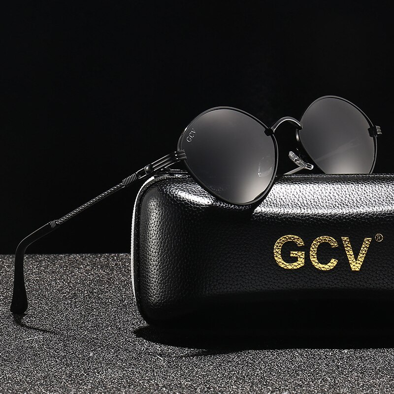 GCV Brand Cat Eye Olive-Shaped Titanium Alloy Men Wome Sunglasses Polarized UV400 Night Vision Goggles Vintage Retro Punk UNISEX