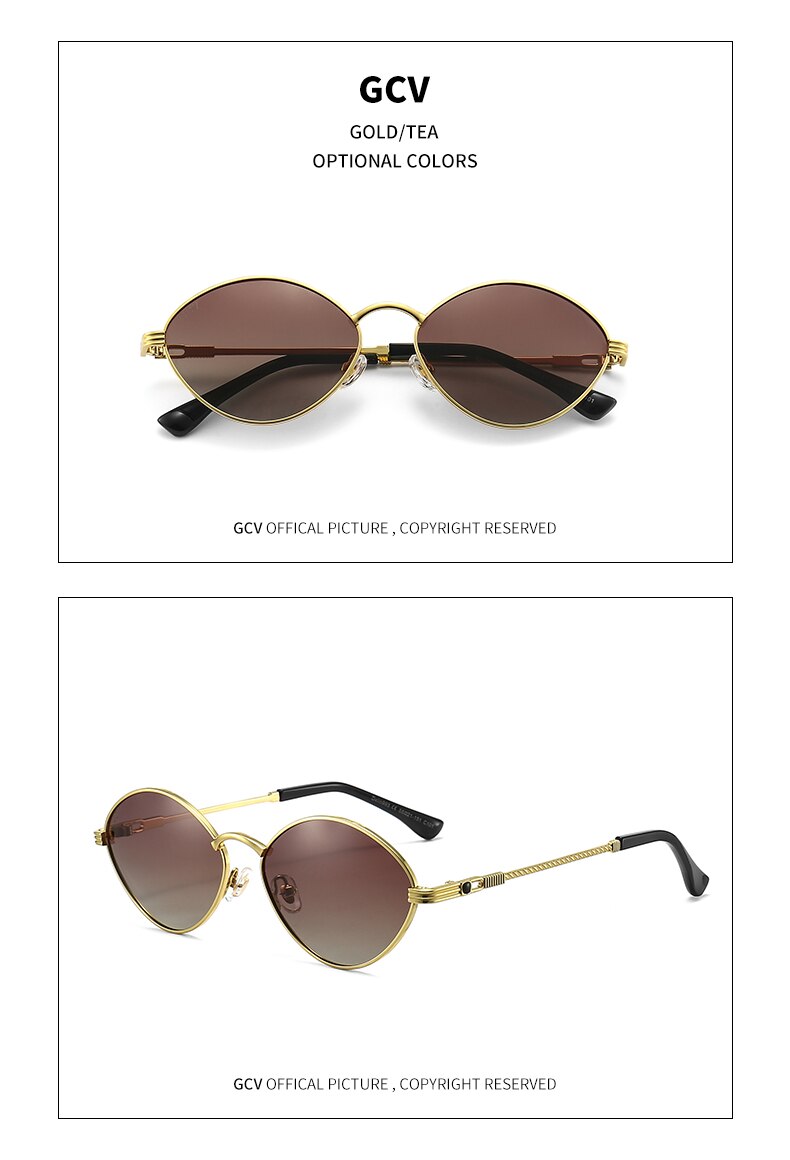 GCV Brand Cat Eye Olive-Shaped Titanium Alloy Men Wome Sunglasses Polarized UV400 Night Vision Goggles Vintage Retro Punk UNISEX