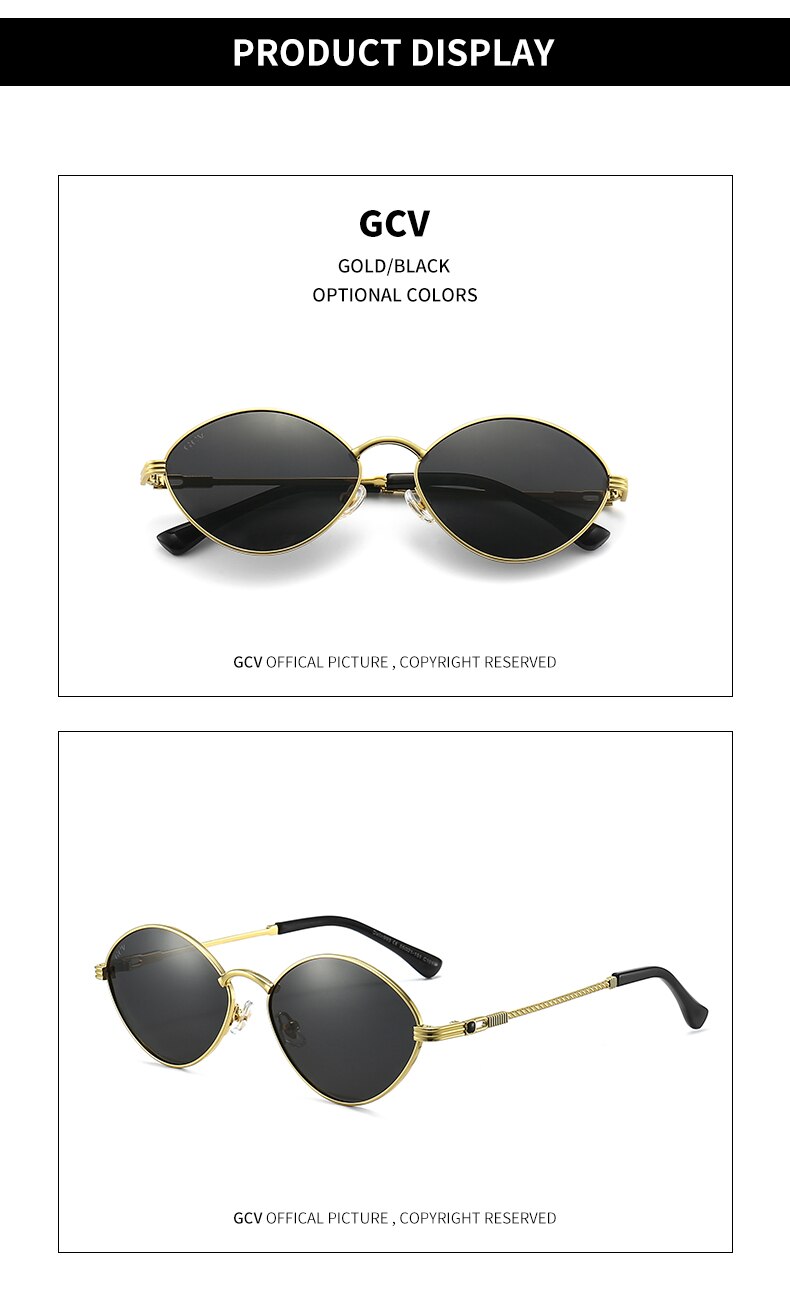 GCV Brand Cat Eye Olive-Shaped Titanium Alloy Men Wome Sunglasses Polarized UV400 Night Vision Goggles Vintage Retro Punk UNISEX
