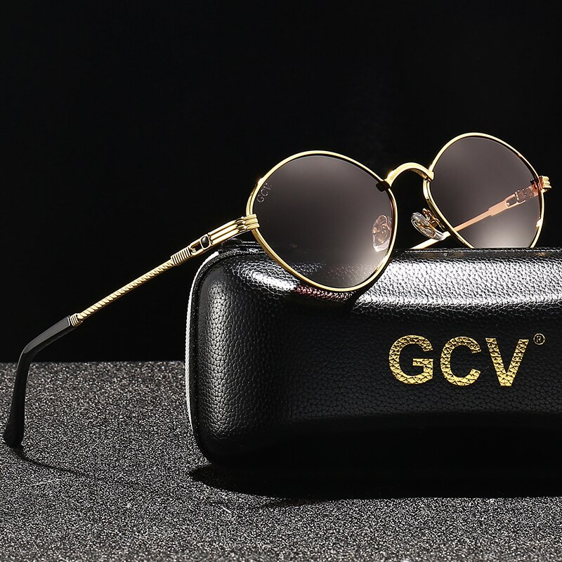 GCV Brand Cat Eye Olive-Shaped Titanium Alloy Men Wome Sunglasses Polarized UV400 Night Vision Goggles Vintage Retro Punk UNISEX