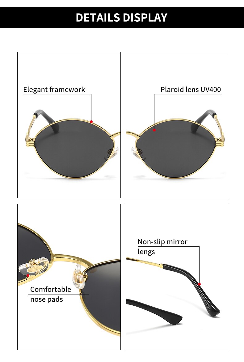 GCV Brand Cat Eye Olive-Shaped Titanium Alloy Men Wome Sunglasses Polarized UV400 Night Vision Goggles Vintage Retro Punk UNISEX