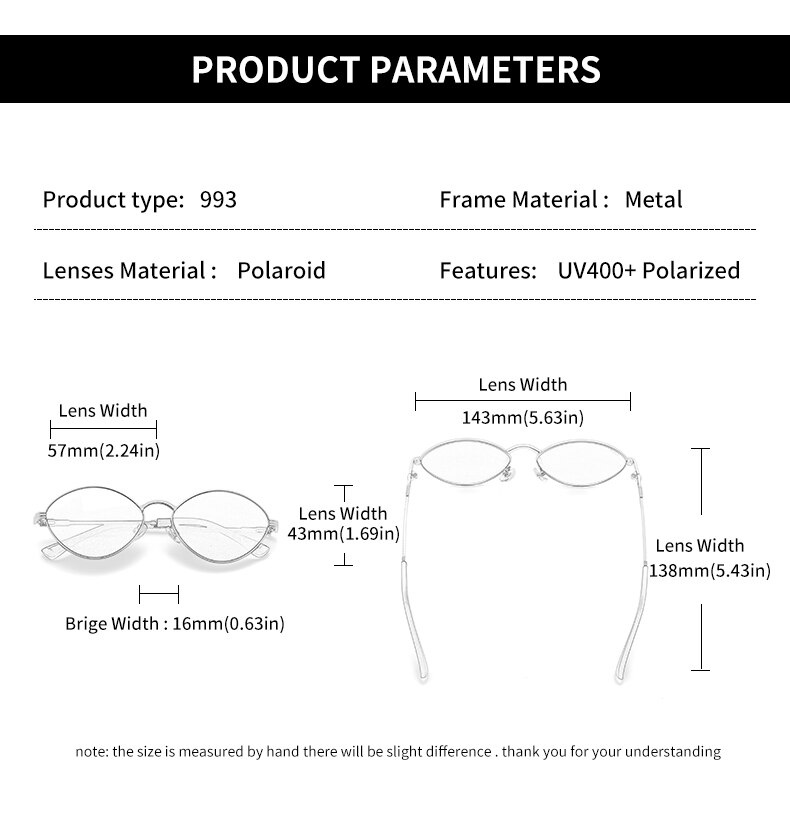 GCV Brand Cat Eye Olive-Shaped Titanium Alloy Men Wome Sunglasses Polarized UV400 Night Vision Goggles Vintage Retro Punk UNISEX