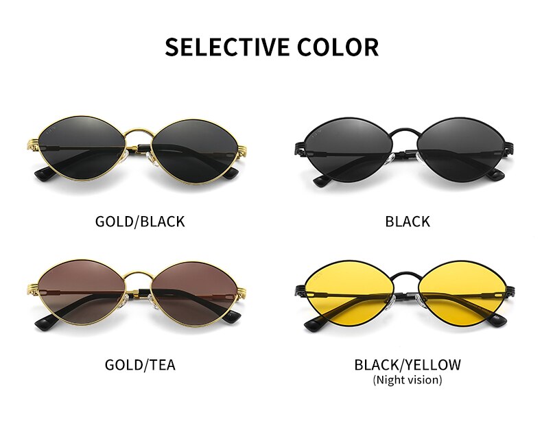 GCV Brand Cat Eye Olive-Shaped Titanium Alloy Men Wome Sunglasses Polarized UV400 Night Vision Goggles Vintage Retro Punk UNISEX