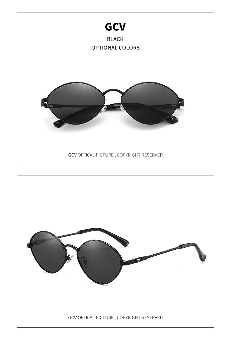 GCV Brand Cat Eye Olive-Shaped Titanium Alloy Men Wome Sunglasses Polarized UV400 Night Vision Goggles Vintage Retro Punk UNISEX