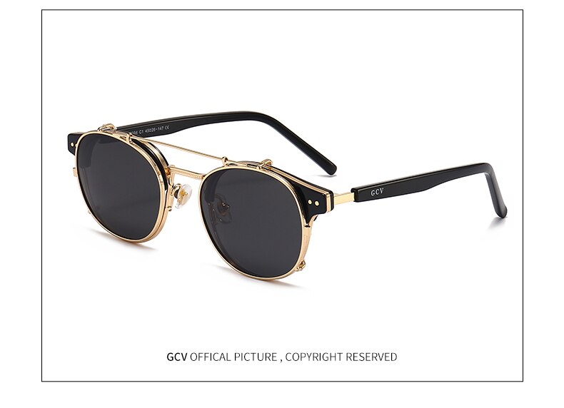 GCV Double Layer Removable Lens Sunglasses The Blu-Ray Glasses Acetate Gothic Retro Steampunk Polarized Men Women Sunglesses GCV Double Layer Removable Lens Sunglasses The Blu-Ray Glasses Acetate Gothic Retro Steampunk Polarized Men Women Sunglesses