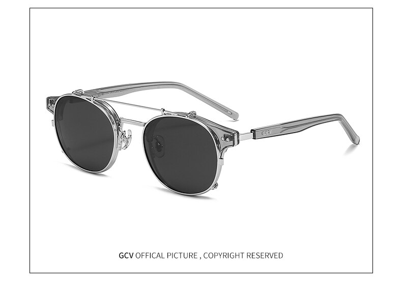 GCV Double Layer Removable Lens Sunglasses The Blu-Ray Glasses Acetate Gothic Retro Steampunk Polarized Men Women Sunglesses GCV Double Layer Removable Lens Sunglasses The Blu-Ray Glasses Acetate Gothic Retro Steampunk Polarized Men Women Sunglesses