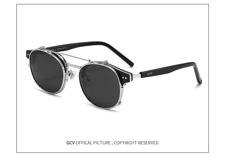 GCV Double Layer Removable Lens Sunglasses The Blu-Ray Glasses Acetate Gothic Retro Steampunk Polarized Men Women Sunglesses GCV Double Layer Removable Lens Sunglasses The Blu-Ray Glasses Acetate Gothic Retro Steampunk Polarized Men Women Sunglesses