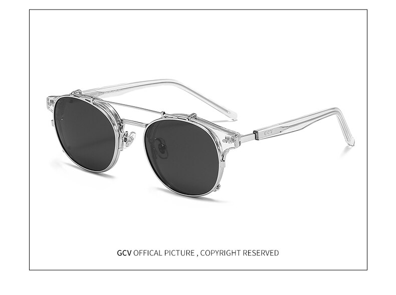 GCV Double Layer Removable Lens Sunglasses The Blu-Ray Glasses Acetate Gothic Retro Steampunk Polarized Men Women Sunglesses GCV Double Layer Removable Lens Sunglasses The Blu-Ray Glasses Acetate Gothic Retro Steampunk Polarized Men Women Sunglesses