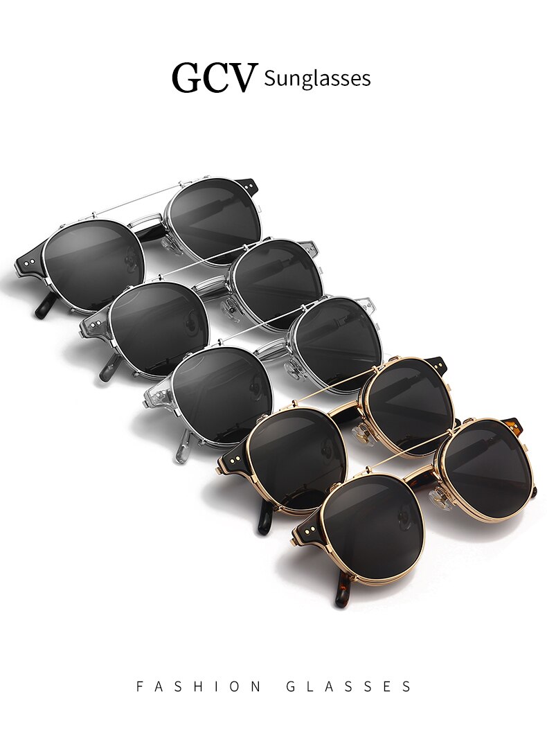 GCV Double Layer Removable Lens Sunglasses The Blu-Ray Glasses Acetate Gothic Retro Steampunk Polarized Men Women Sunglesses GCV Double Layer Removable Lens Sunglasses The Blu-Ray Glasses Acetate Gothic Retro Steampunk Polarized Men Women Sunglesses