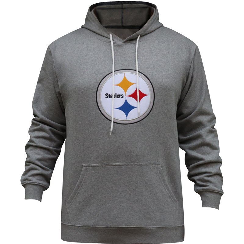 Mens Sporty Football Sweatshirts Fresh Cotton Pullovers Warm Fleece Embroidered Steelers Athletic Hoodies Grey Mens Sporty Football Sweatshirts Fresh Cotton Pullovers Warm Fleece Embroidered Steelers Athletic Hoodies Grey