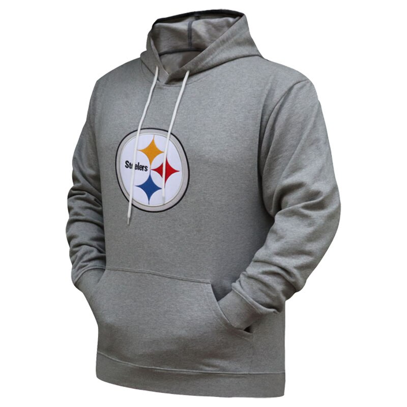Mens Sporty Football Sweatshirts Fresh Cotton Pullovers Warm Fleece Embroidered Steelers Athletic Hoodies Grey Mens Sporty Football Sweatshirts Fresh Cotton Pullovers Warm Fleece Embroidered Steelers Athletic Hoodies Grey