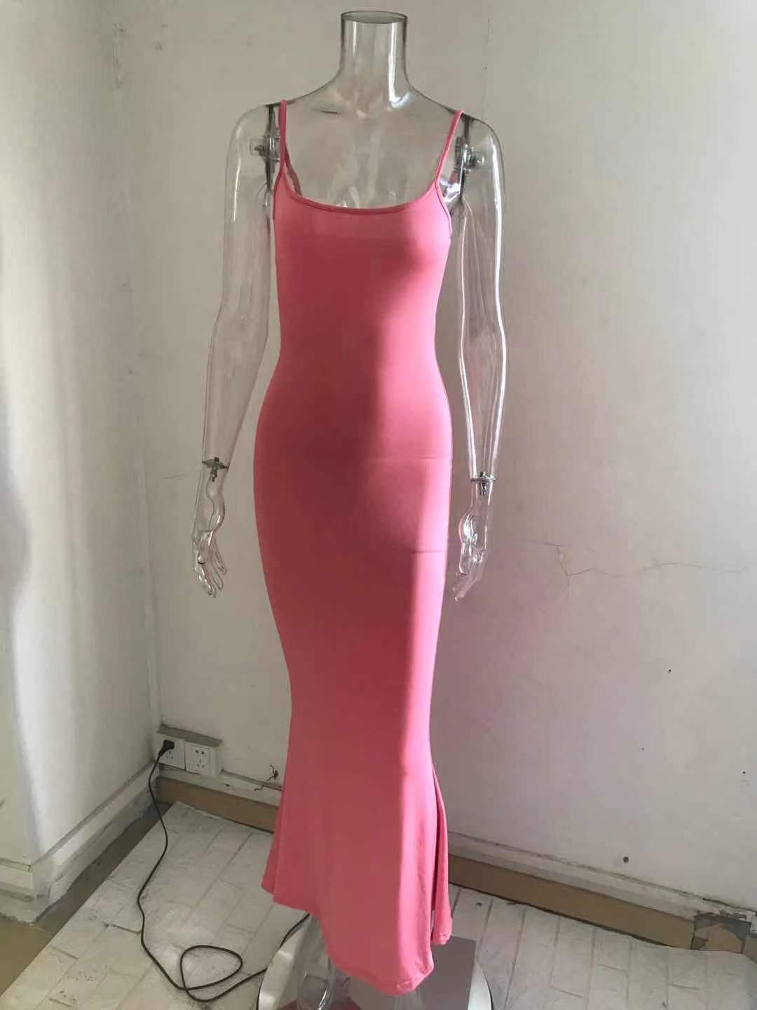 Fashion Sexy Backless Evening Maxi Dress Women Party Club Ladies Bodycon Slim Peach Hip Elegant Suspender Long Dresses For Woman