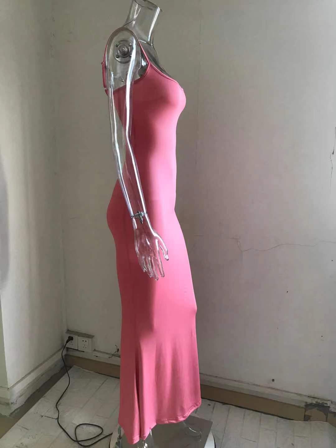 Fashion Sexy Backless Evening Maxi Dress Women Party Club Ladies Bodycon Slim Peach Hip Elegant Suspender Long Dresses For Woman