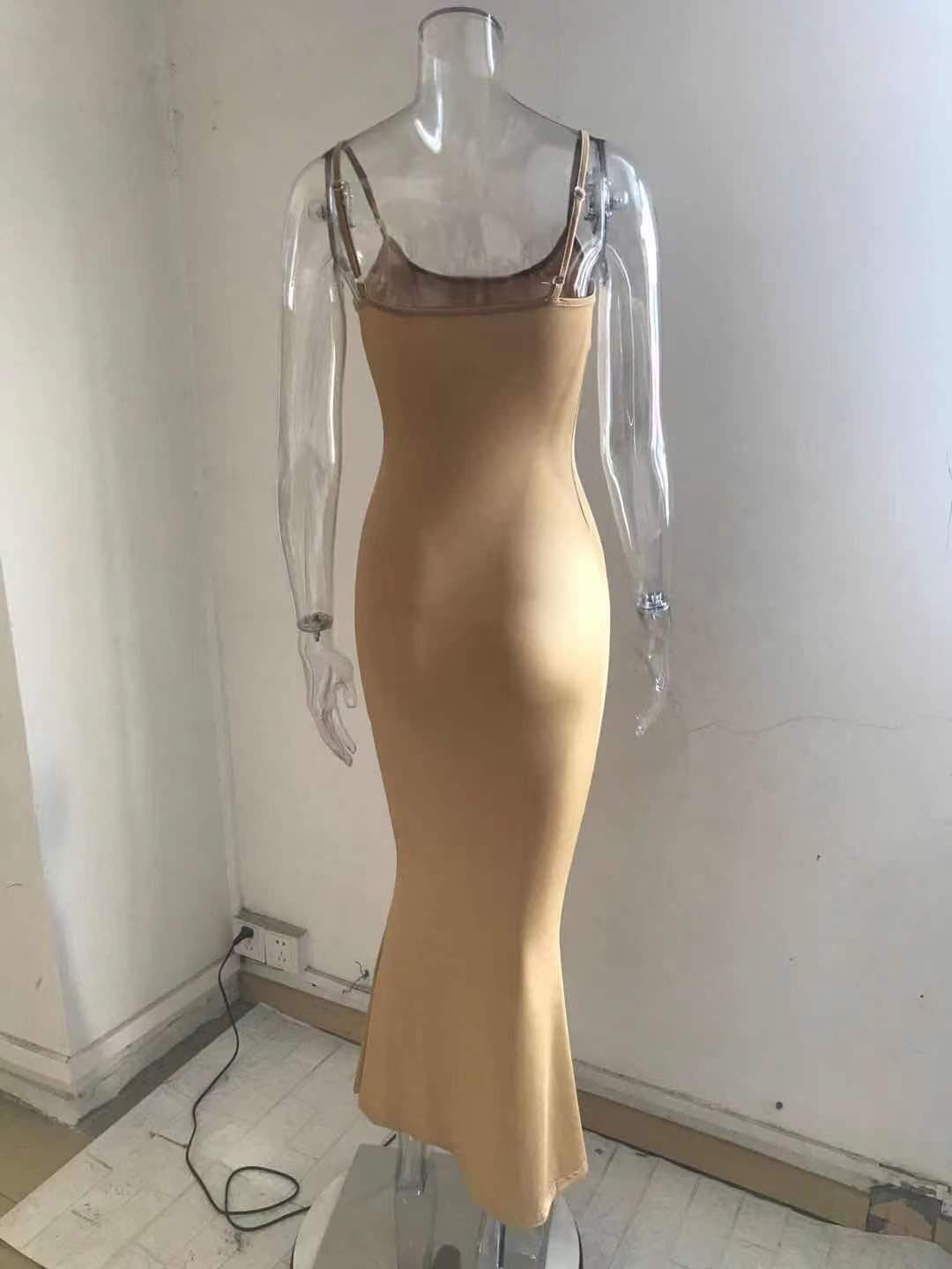 Fashion Sexy Backless Evening Maxi Dress Women Party Club Ladies Bodycon Slim Peach Hip Elegant Suspender Long Dresses For Woman