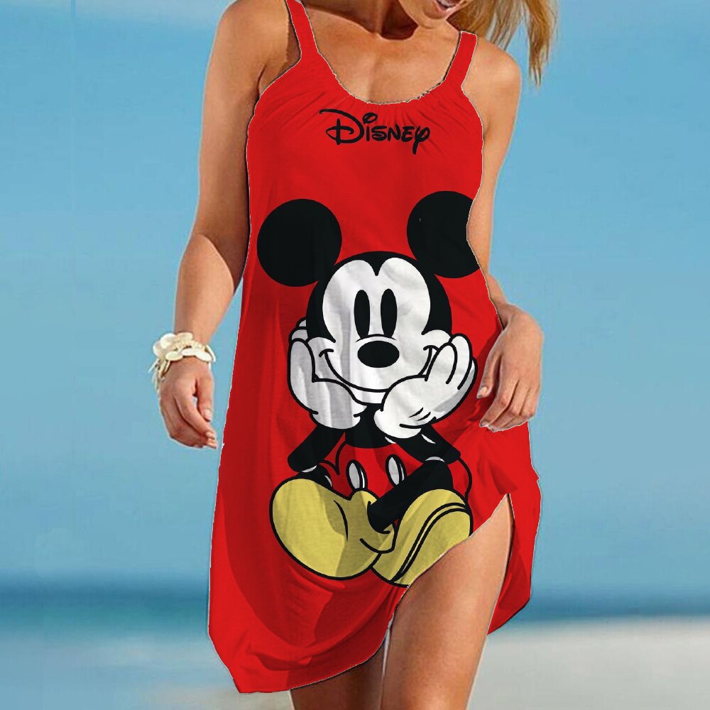 Summer Disney Minnie Mickey Mouse Women Sexy Beach Dresses 3D Tie Dye Rainbow Suspenders Vintage Beachwear Fashion Party Dress Summer Disney Minnie Mickey Mouse Women Sexy Beach Dresses 3D Tie Dye Rainbow Suspenders Vintage Beachwear Fashion Party Dress