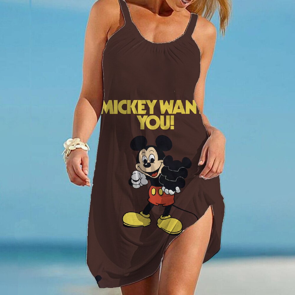 Summer Disney Minnie Mickey Mouse Women Sexy Beach Dresses 3D Tie Dye Rainbow Suspenders Vintage Beachwear Fashion Party Dress Summer Disney Minnie Mickey Mouse Women Sexy Beach Dresses 3D Tie Dye Rainbow Suspenders Vintage Beachwear Fashion Party Dress