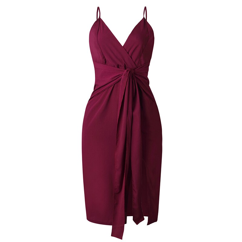 Fashion Summer Women Dress Vestidos Robe Femme Sexy Solid Color Belt Waist Deep V-neck Open Irregular Ladies A-line Dress Fashion Summer Women Dress Vestidos Robe Femme Sexy Solid Color Belt Waist Deep V-neck Open Irregular Ladies A-line Dress