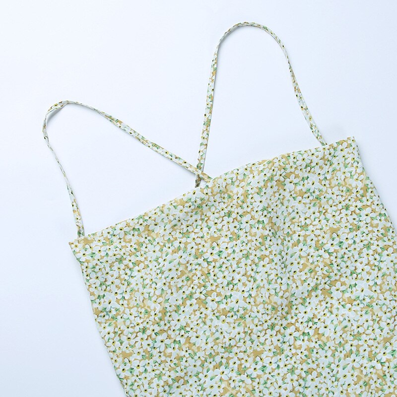 Women's Dresses Short Casual Open Back Sexy Low-cut Bandage Flower Suspender Dress Summer 2022 New Ins Style