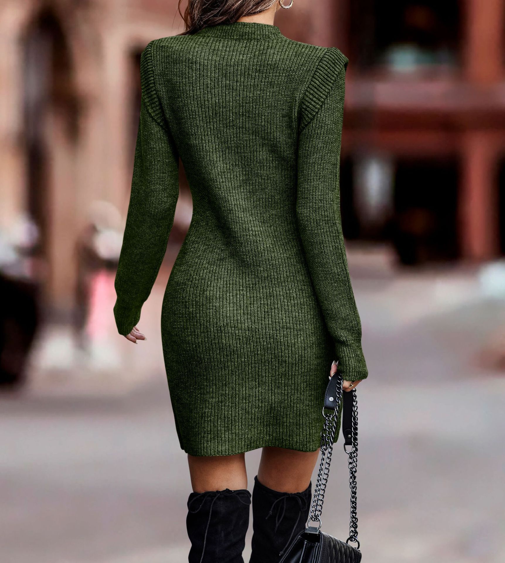 Autumn Winter Knitted Mini Dress Casual Solid Long Sleeve Fashion Warm Elegant Party Sweater Bodycon Dress Vestidos Mujer Female